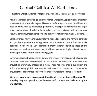 Küresel Kırmızı Çizgiler Çağrısı